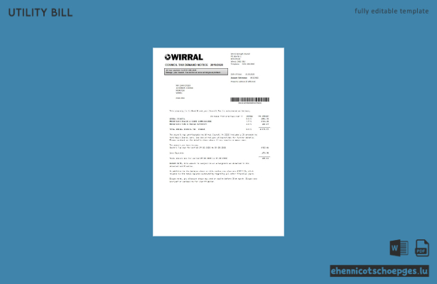 Beispiel einer Gemeindesteuerrechnung für Wirral, Vereinigtes Königreich